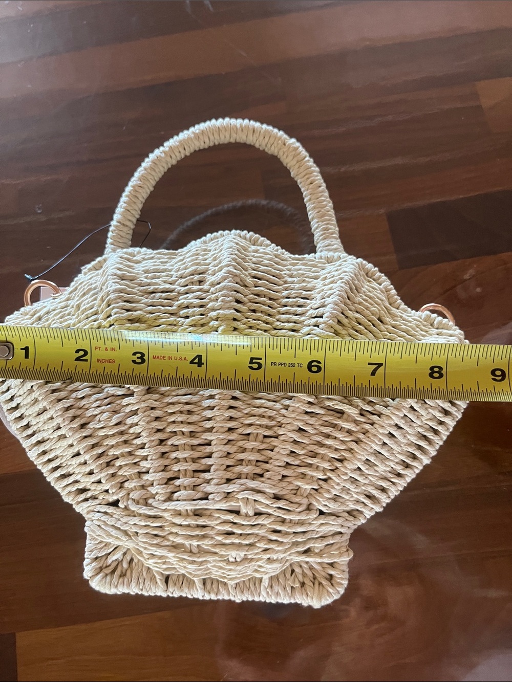 NEW LC Lauren Conrad Cream Woven Shell Tote - Picture 4 of 7